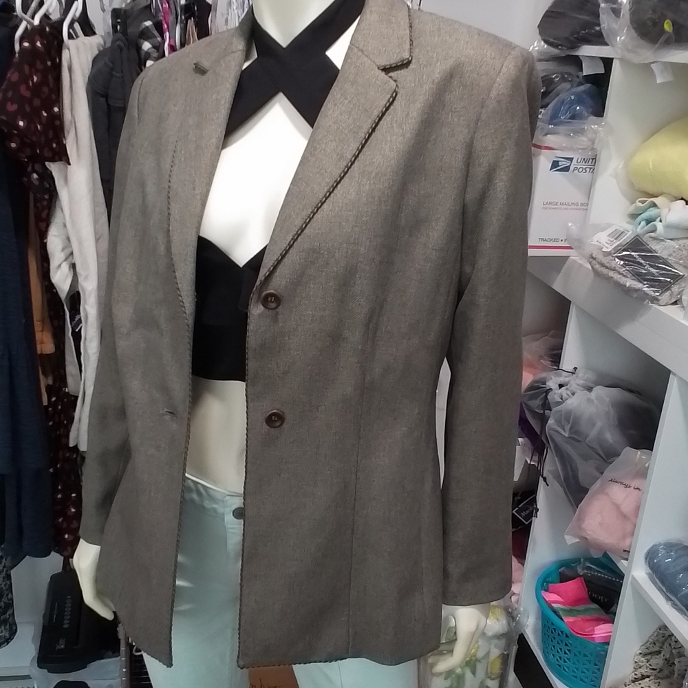 New Taylor B. Moss Taupe Blazer Size 10 - Picture 10 of 15